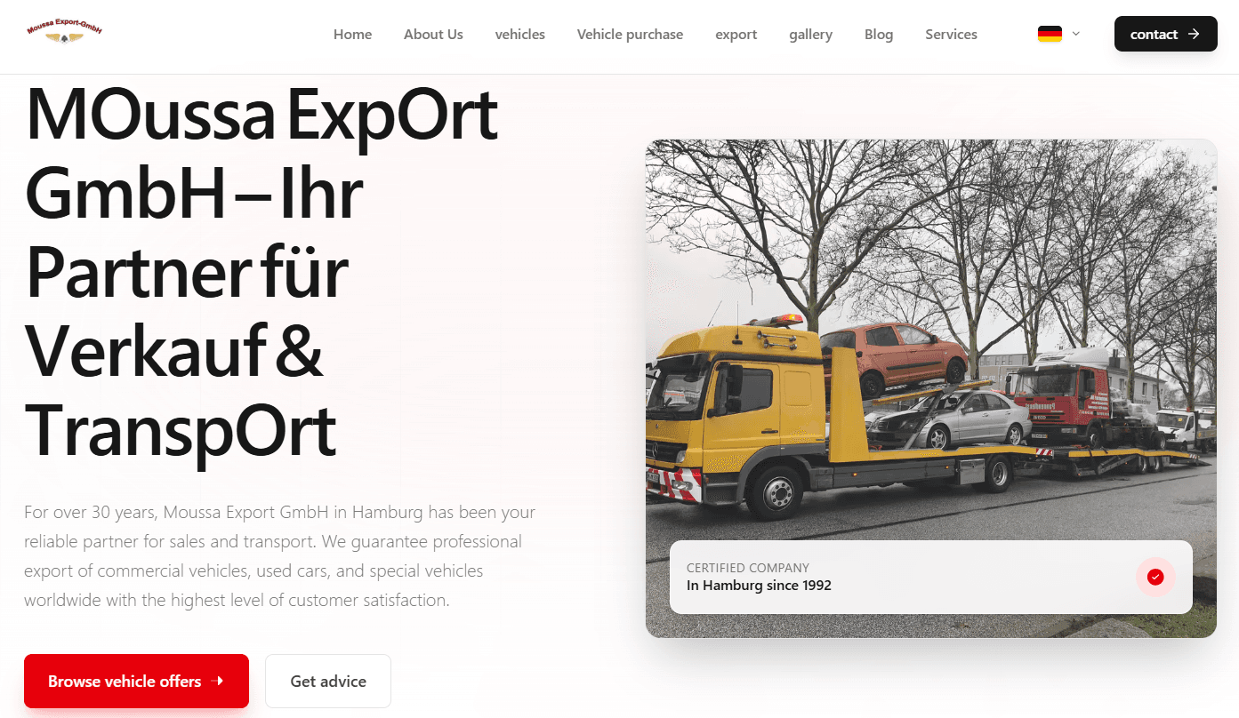 Mousa Export website preview